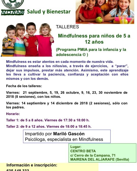 TALLERES MINDFULNESS para niñ@s de 5 a 12 años. Del 14 septiembre al 14 de diciembre de 2018